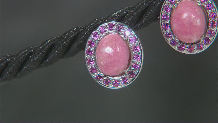 pink thulite rhodium over sterling silver earrings .92ctw Video Thumbnail