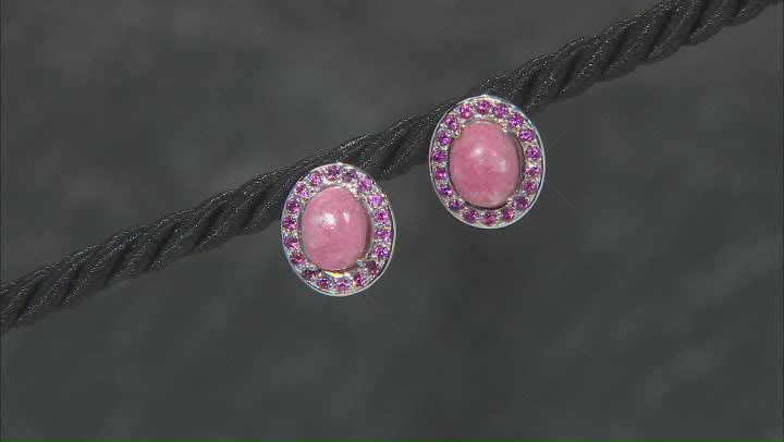 pink thulite rhodium over sterling silver earrings .92ctw Video Thumbnail
