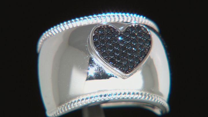 Black spinel rhodium over sterling silver heart ring .24ctw Video Thumbnail