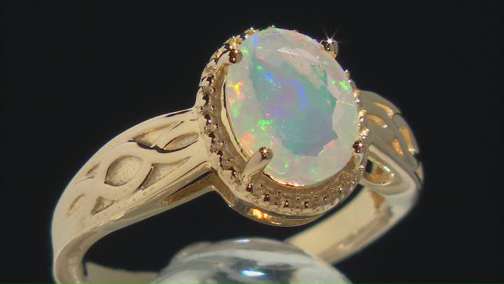 Multicolor Ethiopian Opal 18K Yellow Gold Over Sterling Silver Ring 0.85ctw Video Thumbnail