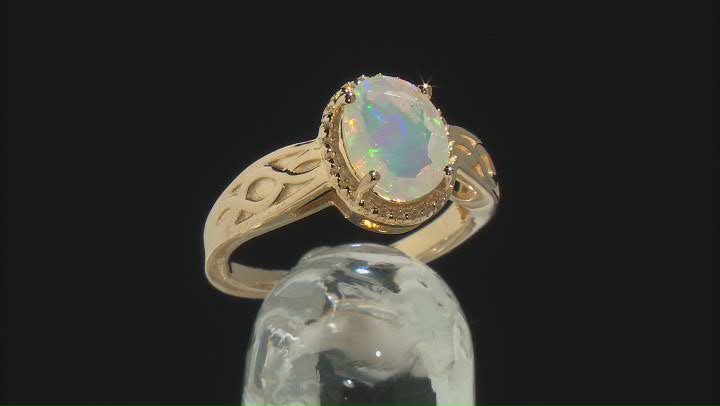 Multicolor Ethiopian Opal 18K Yellow Gold Over Sterling Silver Ring 0.85ctw Video Thumbnail