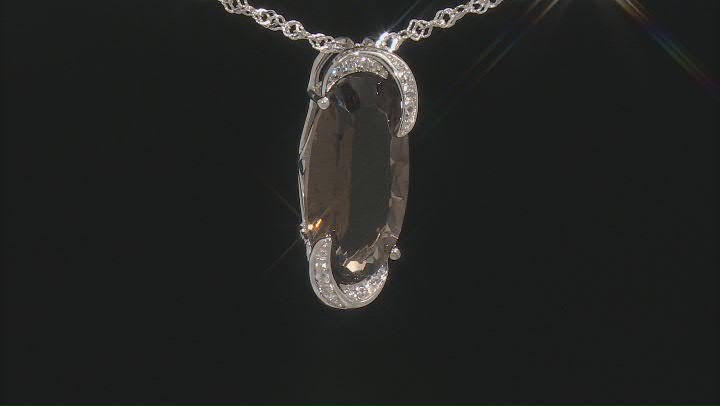 Brown Smoky Quartz Rhodium Over Silver Pendant With chain 6.90ctw Video Thumbnail