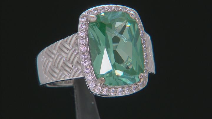 Green Lab Created Spinel Rhodium Over Silver Ring 6.58ctw Video Thumbnail