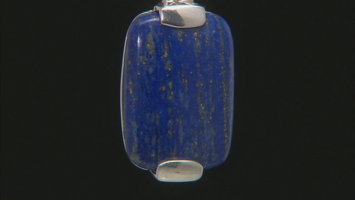 Blue lapis lazuli rhodium over silver enhancer with chain Video Thumbnail