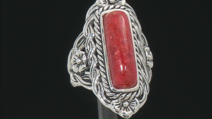 Red Coral Sterling Silver Ring. Video Thumbnail