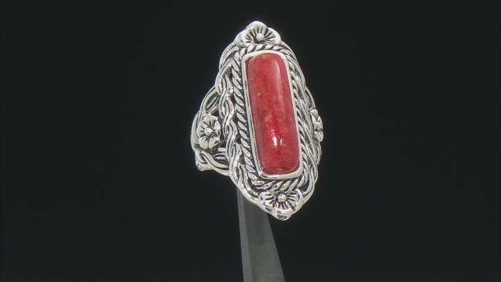 Red Coral Sterling Silver Ring. Video Thumbnail
