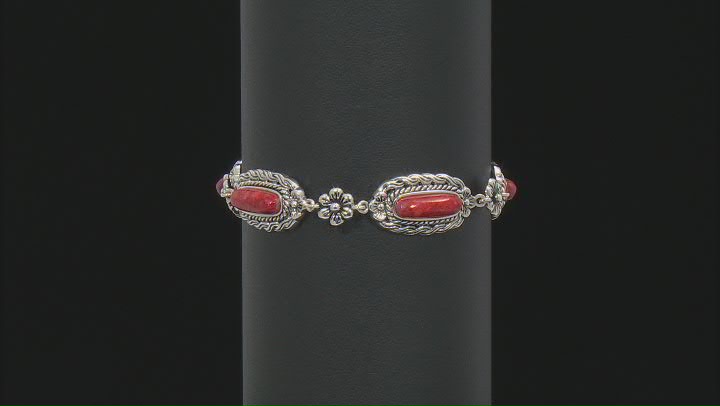 Red Coral Sterling Silver Bracelet Video Thumbnail
