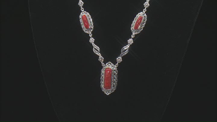 Red Coral Sterling Silver Necklace. Video Thumbnail