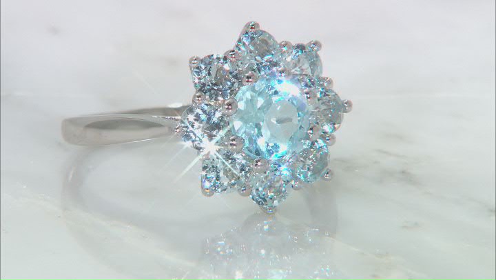 Sky Blue Topaz Rhodium Over Sterling Silver Ring 2.42ctw Video Thumbnail