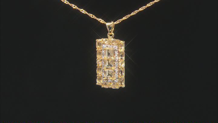 Yellow Citrine 18k Yellow Gold Over Sterling Silver Pendant With Chain 3.95ctw Video Thumbnail