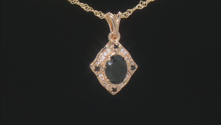 Black Spinel 18K Yellow Gold Over Silver Pendant With Chain 1.50ctw Video Thumbnail