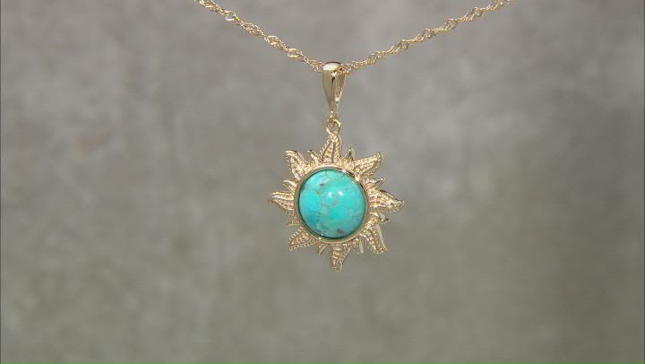 Blue Composite Turquoise 18k Yellow Gold Over Silver Pendant With Chain Video Thumbnail