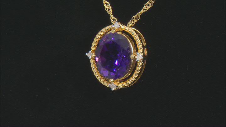 African Amethyst With White Diamond 18K Yellow Gold Over Silver Necklace 2.83ctw Video Thumbnail