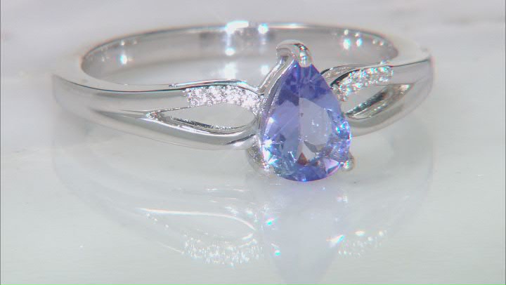 Tanzanite Rhodium Over Sterling Silver Ring 0.52ctw. Video Thumbnail