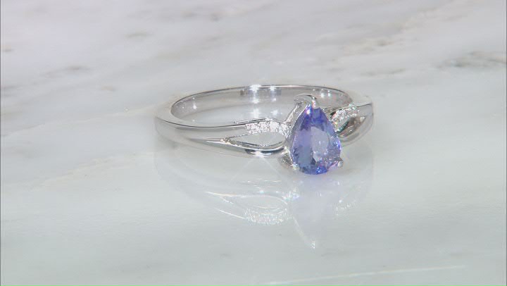 Tanzanite Rhodium Over Sterling Silver Ring 0.52ctw. Video Thumbnail