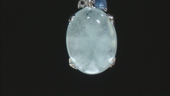 Dreamy Aquamarine Rhodium Over Silver Pendant With Chain 0.19ctw Video Thumbnail