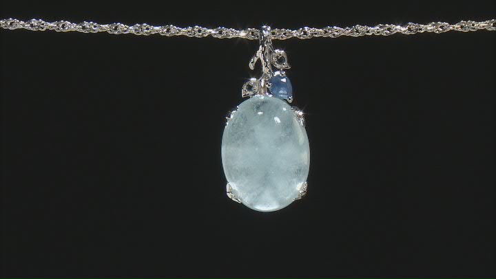 Dreamy Aquamarine Rhodium Over Silver Pendant With Chain 0.19ctw Video Thumbnail