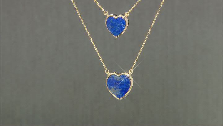 Blue Lapis Lazuli 18k Yellow Gold Over Silver 2 Layer Necklace Video Thumbnail