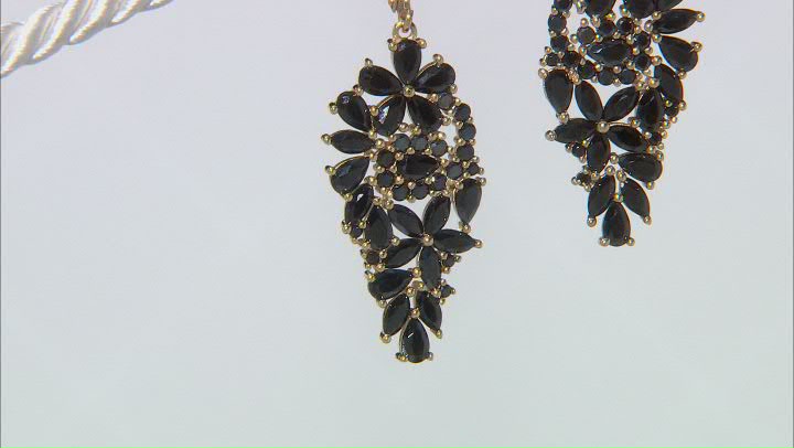 Black Spinel 18K Yellow Gold Over Sterling Silver Earrings. 7.37ctw Video Thumbnail