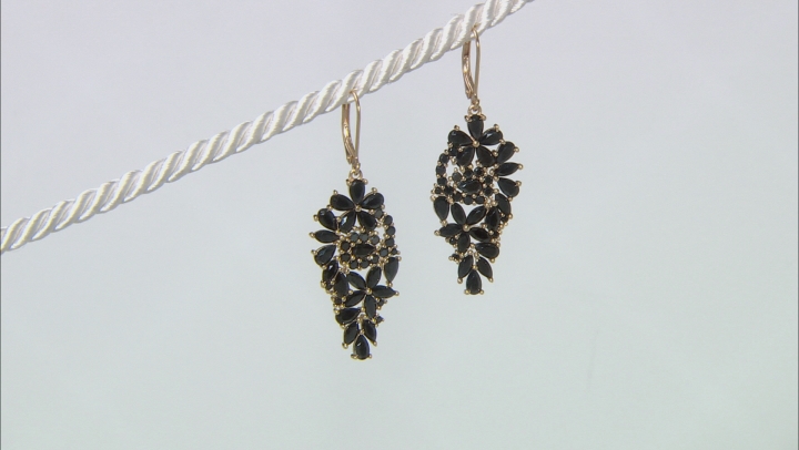 Black Spinel 18K Yellow Gold Over Sterling Silver Earrings. 7.37ctw Video Thumbnail