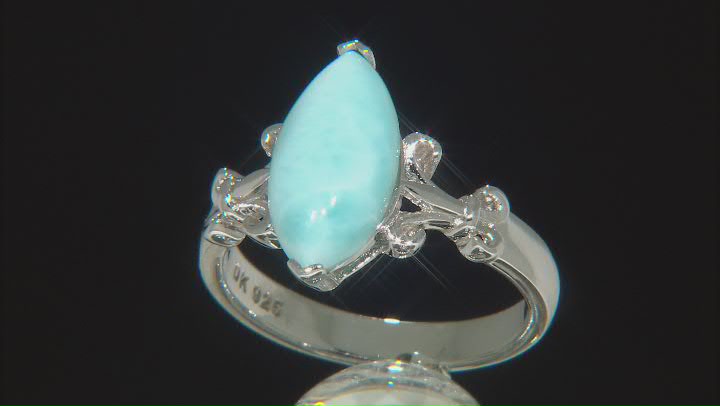 Blue Larimar Rhodium Over Sterling Silver Solitaire Ring Video Thumbnail