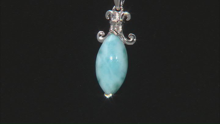 Blue Larimar Rhodium Over Silver Solitaire Pendant With Chain Video Thumbnail