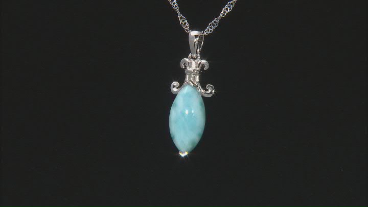 Blue Larimar Rhodium Over Silver Solitaire Pendant With Chain Video Thumbnail