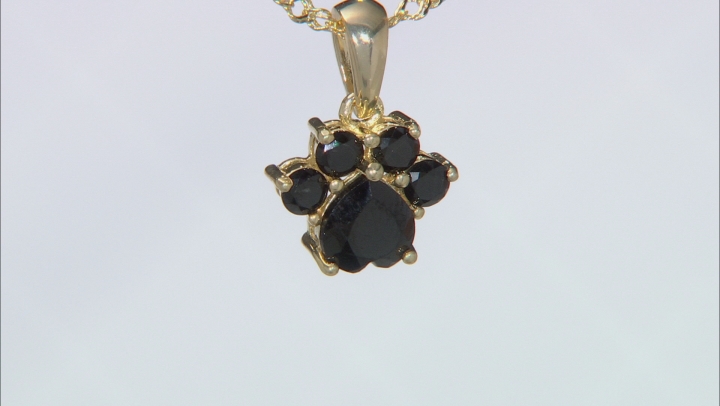 Black Spinel 18K Yellow Gold Over Sterling Silver Paw Print Pendant With Chain 1.12ctw Video Thumbnail