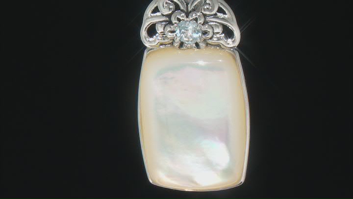 White Mother Of Pearl Rhodium Over Sterling Silver Pendant With Chain 0.17ct Video Thumbnail