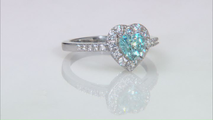 Blue Zircon Rhodium Over Sterling Silver Ring 1.38ctw Video Thumbnail