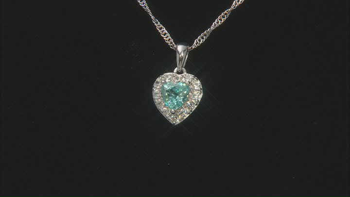 Blue Zircon Rhodium Over Sterling Silver Pendant With Chain 1.30ctw Video Thumbnail