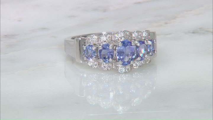 Blue Tanzanite Rhodium Over Sterling Silver Ring. 1.63ctw Video Thumbnail