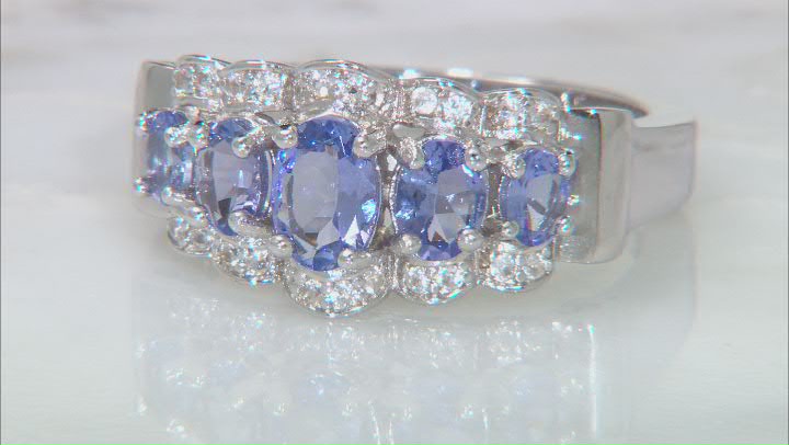 Blue Tanzanite Rhodium Over Sterling Silver Ring. 1.63ctw Video Thumbnail