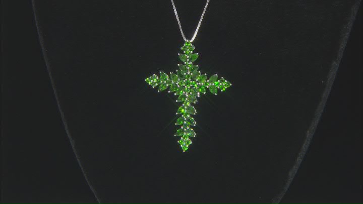 Green Chrome Diopside Rhodium Over Sterling Silver Pendant with Chain. 6.34ctw Video Thumbnail