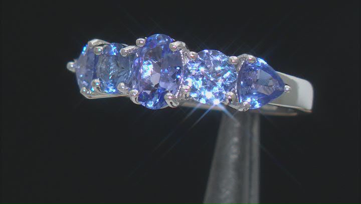 Blue Tanzanite Rhodium Over Sterling Silver Ring 2.48ctw Video Thumbnail