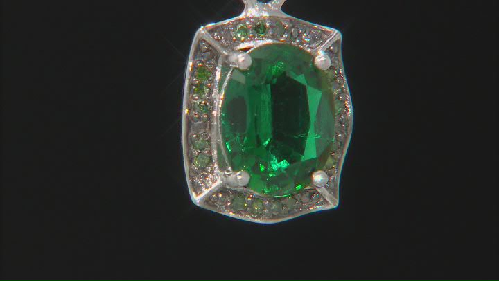 Green Lab Created Emerald Rhodium Over Sterling Silver Pendant With Chain 1.46ctw Video Thumbnail