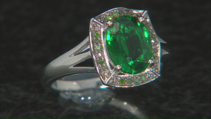 Green Lab Created Emerald Rhodium Over Sterling Silver Ring 1.46ctw Video Thumbnail