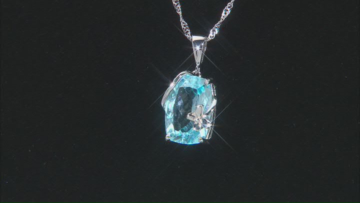 Sky Blue Glacier Topaz Rhodium Over Sterling Silver Pendant With Chain 6.50ct Video Thumbnail