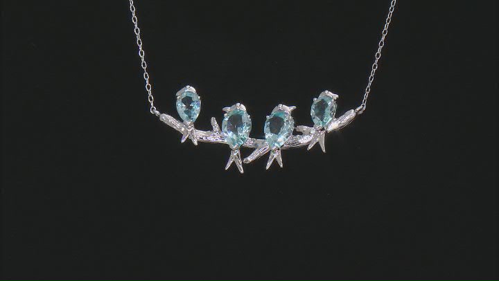 Sky Blue Topaz Rhodium Over Sterling Silver Bird Necklace 3.80ctw Video Thumbnail