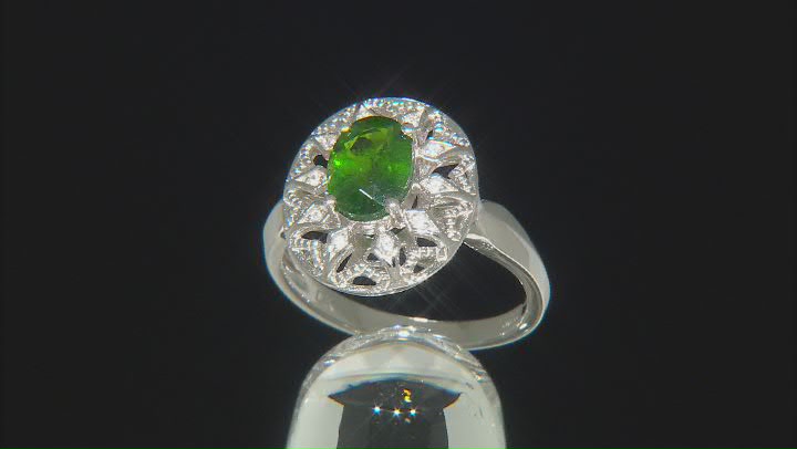 Green Chrome Diopside Rhodium Over Sterling Silver Ring 1.23ctw Video Thumbnail