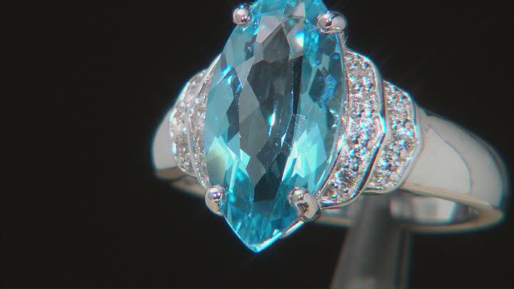 Blue Topaz Rhodium Over Sterling Silver Ring. 4.06ctw Video Thumbnail