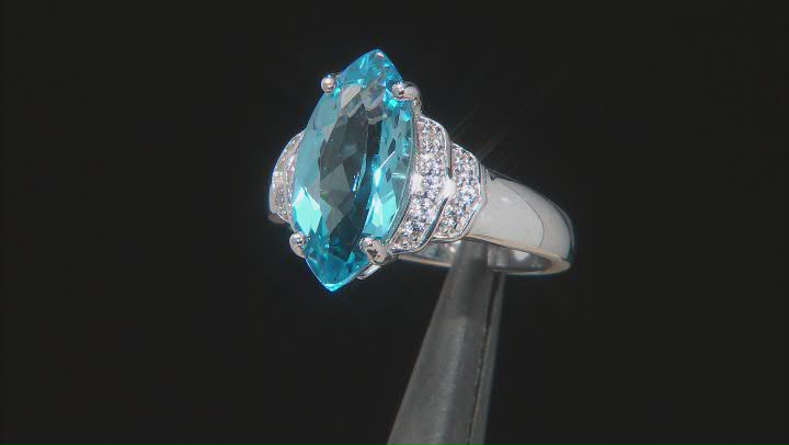 Blue Topaz Rhodium Over Sterling Silver Ring. 4.06ctw Video Thumbnail
