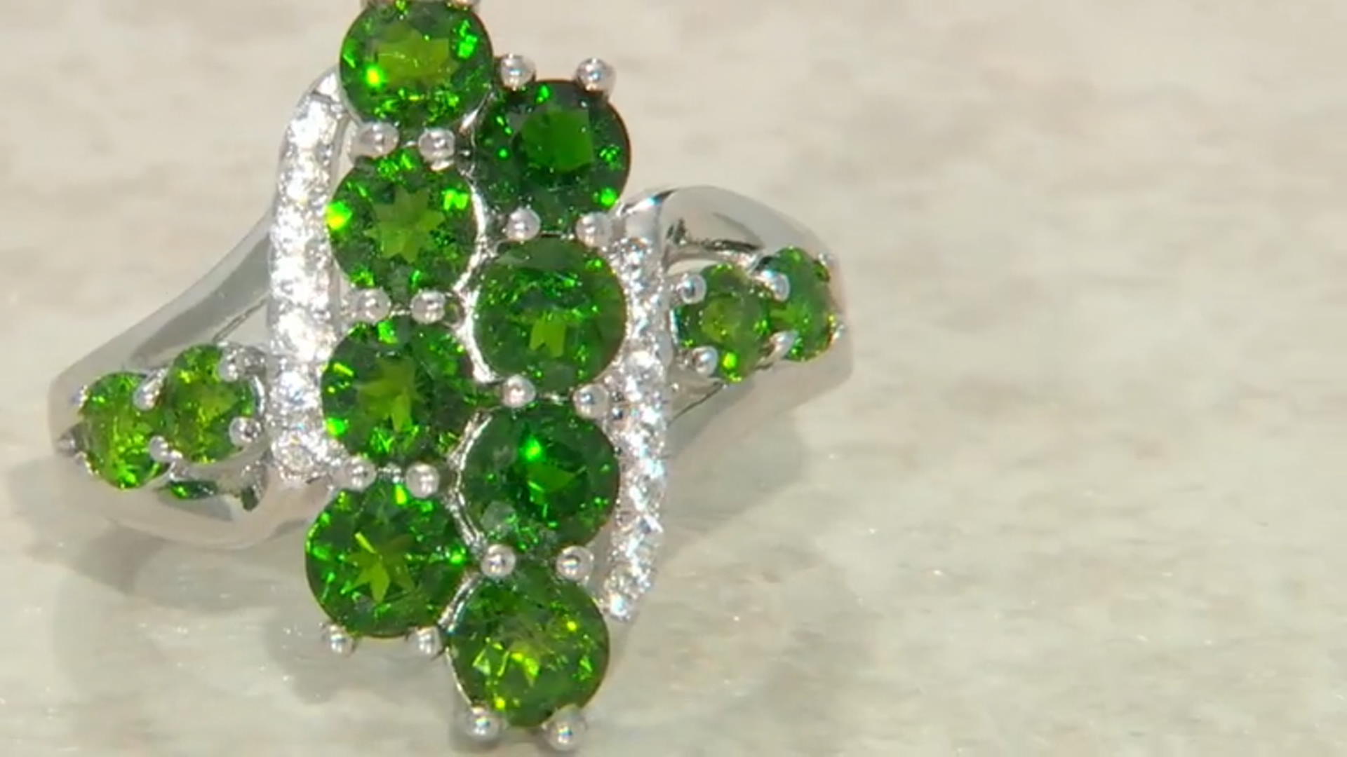 Green Chrome Diopside Rhodium Over Sterling Silver Ring 2.40ctw Video Thumbnail