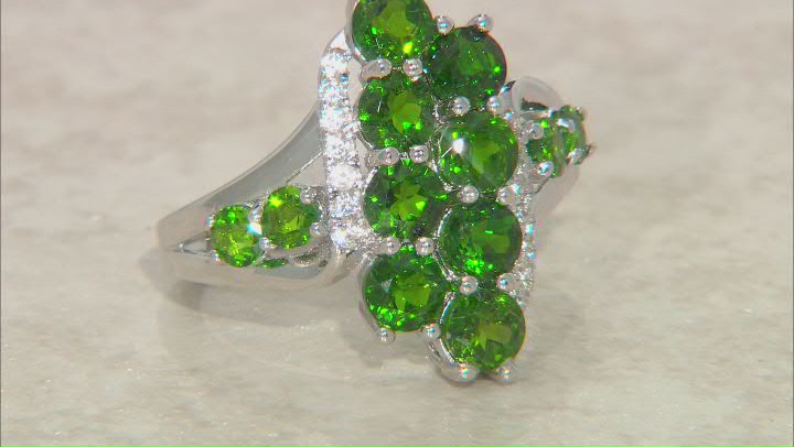 Green Chrome Diopside Rhodium Over Sterling Silver Ring 2.40ctw Video Thumbnail