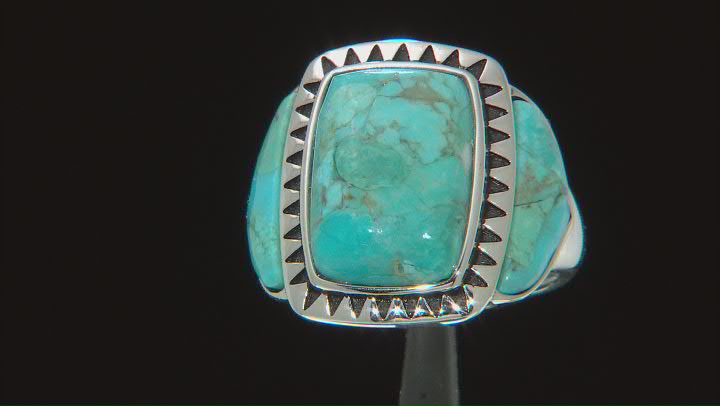 Blue Turquoise Oxidized Sterling Silver Ring Video Thumbnail