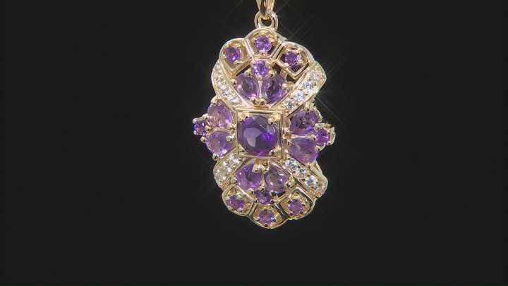 Purple Amethyst 18k Yellow Gold Over Sterling Silver Pendant With Chain 1.95ctw Video Thumbnail