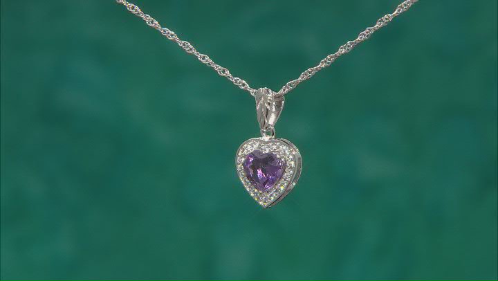 Purple Amethyst Rhodium Over Sterling Silver Pendant With Chain 1.64ctw Video Thumbnail