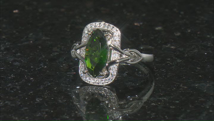 Green Chrome Diopside Rhodium Over Sterling Silver Ring 1.84ctw Video Thumbnail