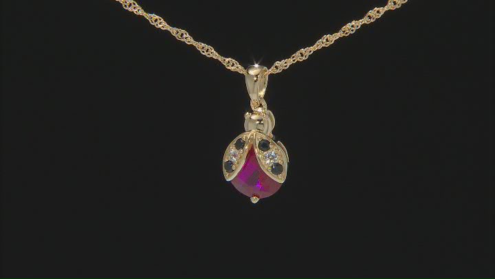 Red Lab Created Ruby 18k Yellow Gold Over Sterling Silver Pendant With Chain 4.82ctw Video Thumbnail