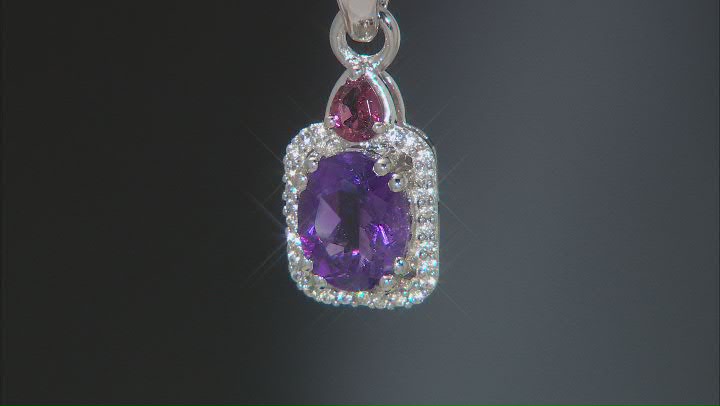 Purple Amethyst Rhodium Over Sterling Silver Pendant With Chain. 2.39ctw Video Thumbnail